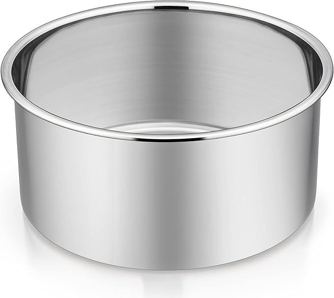 P&P CHEF 6 Inch Cake Pans Set, Round Baking Pan Stainless Steel Layer Birthday Wedding Cake Oven Pans, Non Toxic & Heavy Duty, Deep Side & Mirror Finish, Dishwasher Safe, (1Pc)