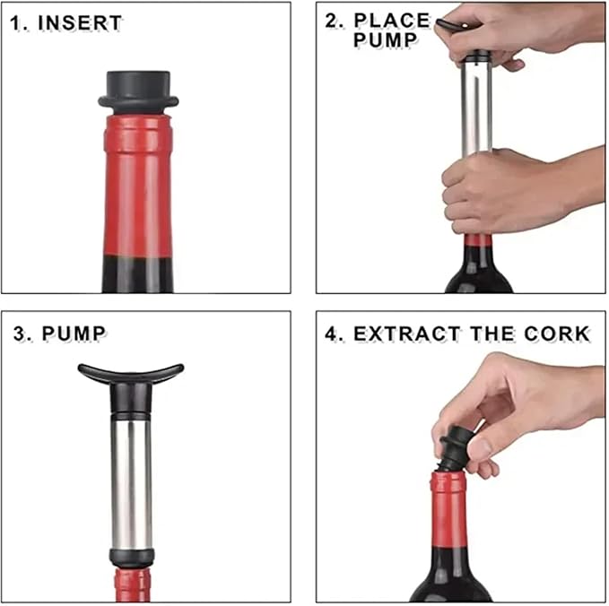 Wine Stopper 30pcs Stainless Steel Stoppers - Wine/Champagne Vacuum Pump Sealer