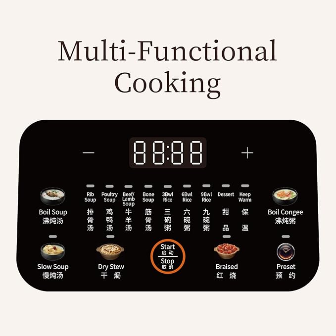 Joydeem 4 Quart Electric Stew Pot, 500W Multi-Functional Cooking Pot with Ceramic Inner, Soup, Porridge, Stew, Braise, with Auto Keep Warm & Timer DDG-A400