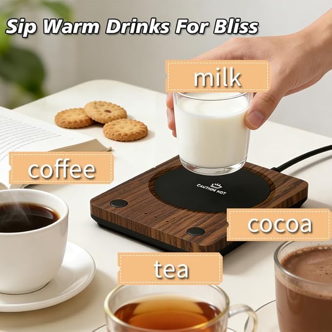 SEALON SLM03（Black 1-Pack）Coffee Mug Warmer for Desk, Electrie Coffee Cup Warmer with 3-Temp Settings, CupWarmer for Desk with Auto Shut Off After 4H Feature for Warming & Heating,Beverage, Milk, Tea