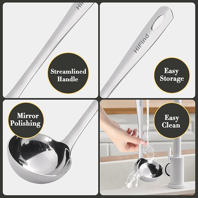 Serving Utensils Set, Stainless Steel Serving Utensils 6 PCS, Durable Heavy Duty Serving Ladle, Solid Serving Spoon, Slotted Serving Spoon, Slotted Turner, Cake Server, Serving Fork