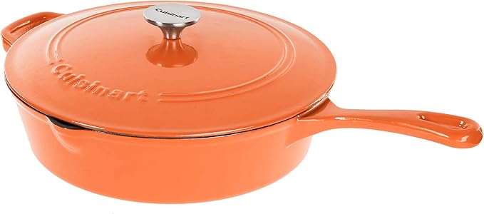 Cuisinart 12-Inch Cast Iron Chicken Fryer with Lid, 4.5 Quart Capacity, Porcelain Enameled Interior, Oven Safe, Induction Compatible, Terracotta Orange