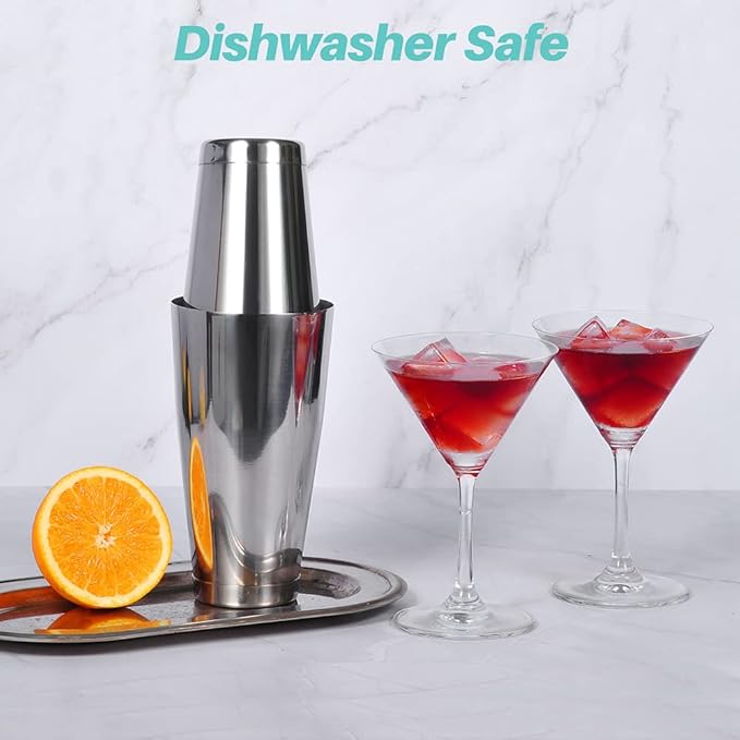 Etens Cocktail Shaker Tins Set Stainless Steel, Pro Bar Style Boston Shakers Bartending, Two Piece Martini Shaker Cup Drink Mixer for Bartender – Silver Bar Tools Weighted Metal Shaking Tin