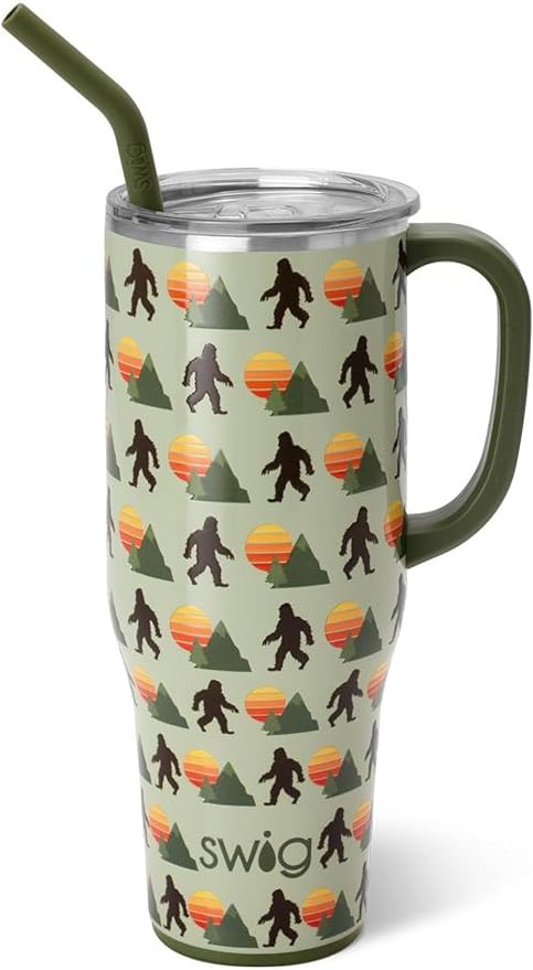 Swig Life 40oz Mega Mug, 40 oz Tumbler with Handle and Straw, Cup Holder Friendly, Dishwasher Safe, Extra Large Insulated Tumbler, Stainless Steel (Wild Thing)