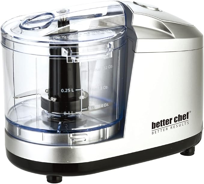 Better Chef 1.5-Cup Mini Food Processor | Stainless-Steel Blade | Pulse Switch (Silver)