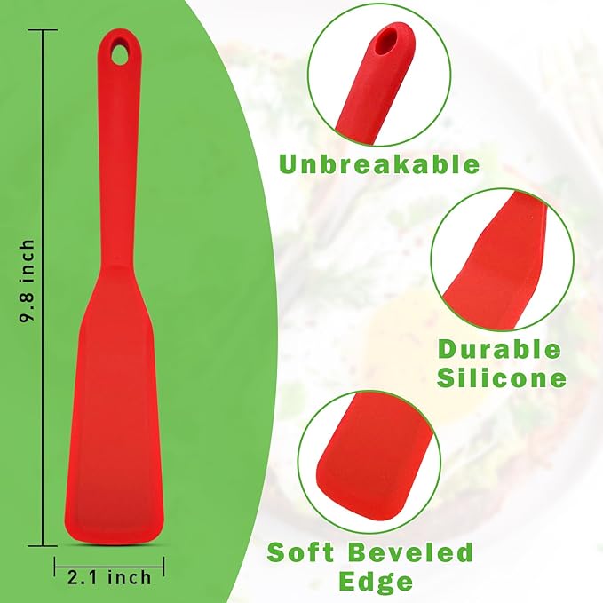 Eggssentials - Pancake Flipper Spatula - Non-Stick - Heat Resistant Egg Spatula for Kitchen Uses, Baking, Cooking, and Mixing - Red