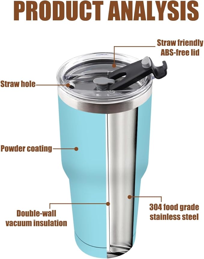 Amtidy 8 Pack 30oz Travel Mug, Powder Coated Stainless Steel Vacuum Double Wall Bulk Tumbler, Durable Insulated Coffe Cup with Splash Proof Lids straw and cleaning brush，for Home, Office, Party