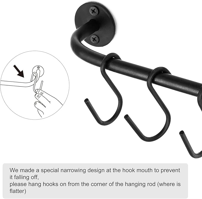 Mkono Mug Holder Wall Mounted Coffee Cup Rack Hanger Modern Metal with 10 Mug Hooks Rustic Utensil Tea Cups Storage Organizer for Kitchen Dining Room Coffee Bar, Set of 2, Black