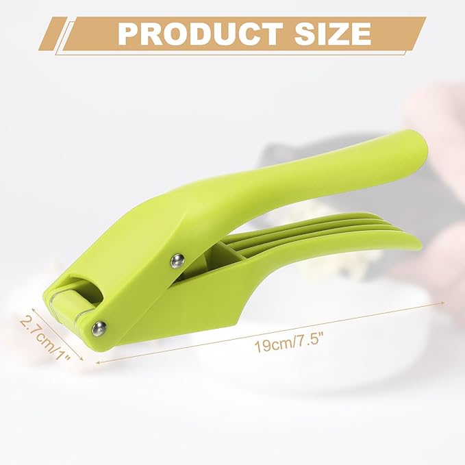 uxcell Garlic Press, 7.5 Inch Stainless Steel Garlic Slicer Crusher Tool Kitchen Utensil for Home Cooks and Professional Chefs, Green