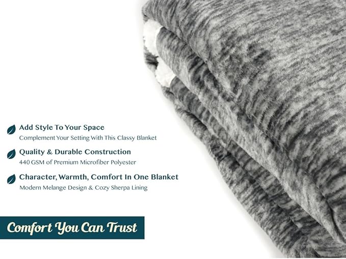 PAVILIA Melange Dark Gray Sherpa Blanket Throw for Couch, Warm Soft Cozy Reversible Blanket Sofa Bed, Thick Plush Large Fleece Car Blanket, Decorative Home Room Decor Gifts Men Women, 50x60 Dark Grey