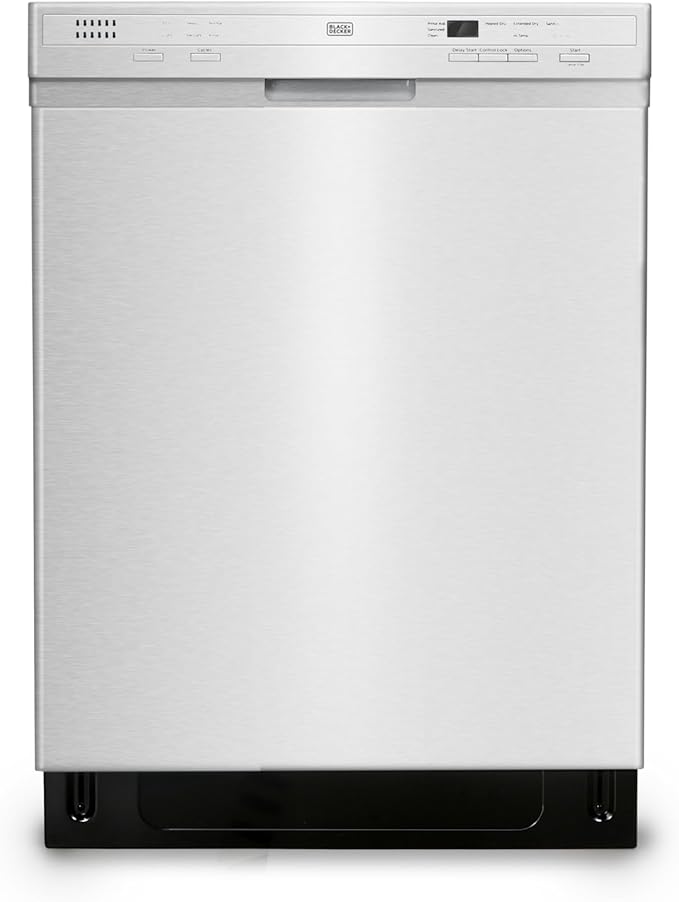 BLACK+DECKER 24" Built-In Dishwasher, 12-Place Setting Capacity with Stainless Steel Tub, Dish Washer with 6 Wash Programs, Low Noise, ENERGY STAR Certified, BDW200MS, Stainless Steel Look
