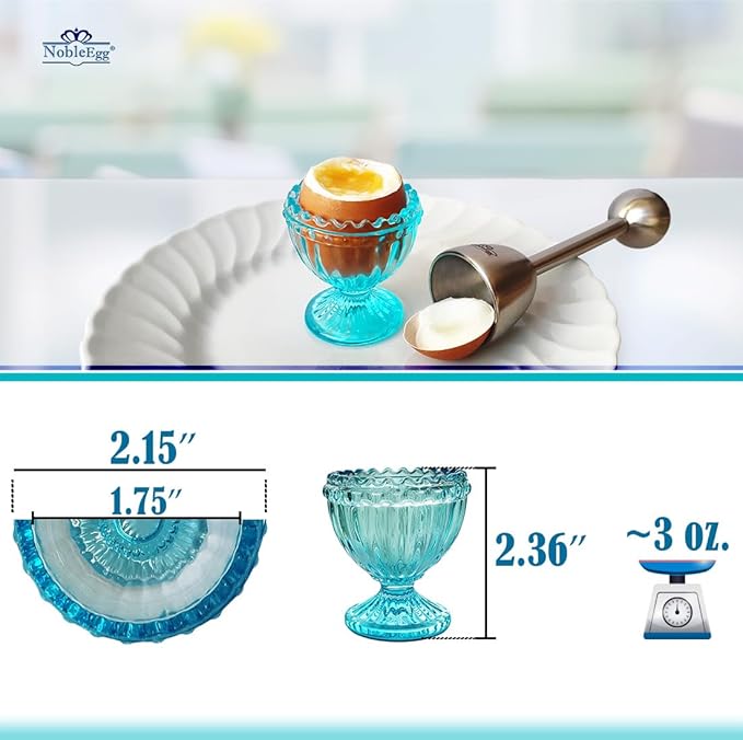 NobleEgg Antique Style Egg Cups for Soft Boiled Eggs | Set of 4 | Egg Timer Pro | 18/8 Egg Spoons | Egg Topper | Premium Gift/Storage Box