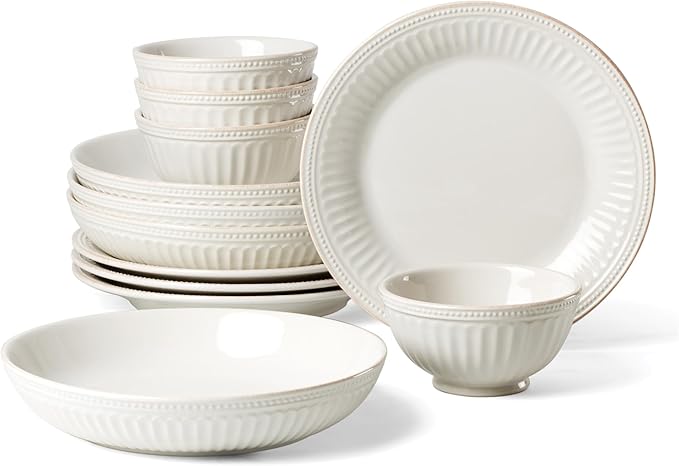 Lenox 897388 French Perle Groove 12-Piece Dinnerware Set, Service For 4