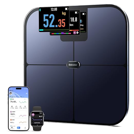 Smart Scale with Large Color Display, Digital Bathroom Scale for Body Weight BMI Muscle Mass, 25 Composition, Body Fat Scale with Heart Rate, 11.8" Large Platform, 400 lbs (Black)