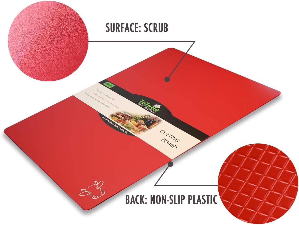 Fotouzy Plastic Cutting Boards for Kitchen, Flexible Cutting Mats Set of 7 with Food Icons, BPA-Free, Upgrade 100% Anti-skid, Dishwasher Safe, 15x12 In, Rainbow Colors
