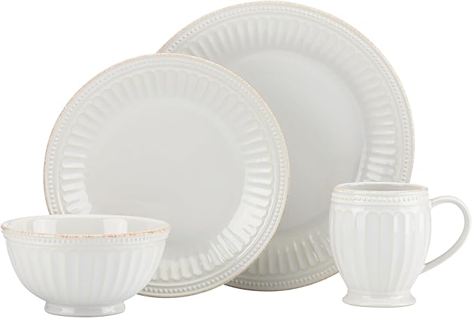 Lenox White French Perle Groove 4Pc Place Setting, 6.95 LB