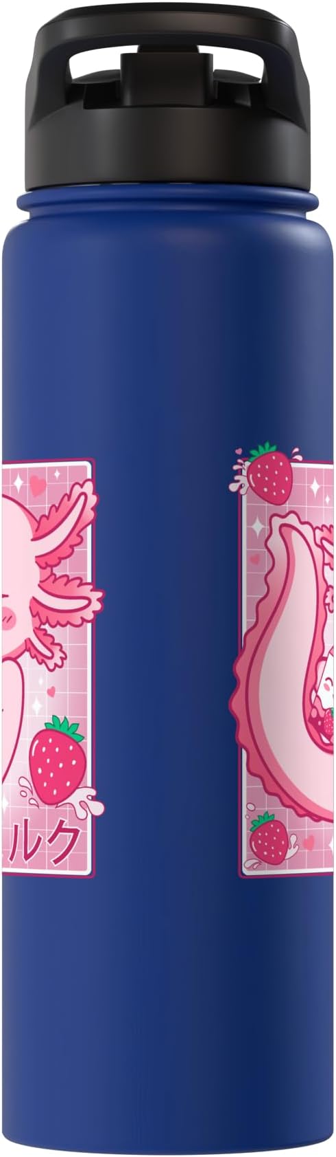 Kawaii Axolotl Strawberry Milk Shake Carton Japanese Anime Stainless Steel Insulated Water Bottle