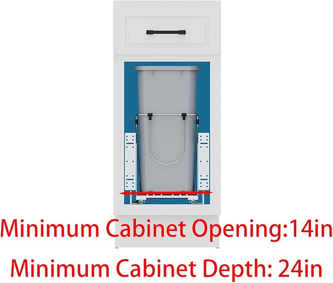 35QT Pull Out Trash Can for Under Sink Storage, Adjustable Sliding Drawer System, Doesn't Include Door Fittings (35 qt)