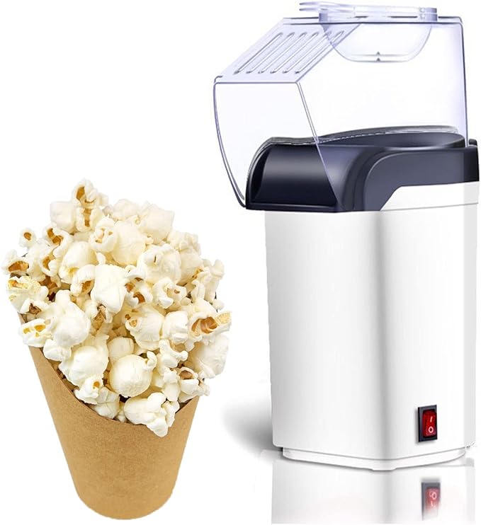 Nostalgia Hot Air Popcorn Popper Maker, 1200W Electric Pop Corner Machine, 16 Cups, 3 Minutes Done, Fully Automatic Healthy No Oil and No Sugar Corn Popcorn Machine (White)