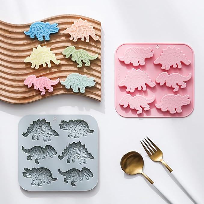 Silicone Cake Pop Mold Non Stick Fancy Mold Cake Pan 6 Cavity dinosaur shape Candy Cupcake Cornbread Chocolate Brownie Gummy Resin Crafts Cake