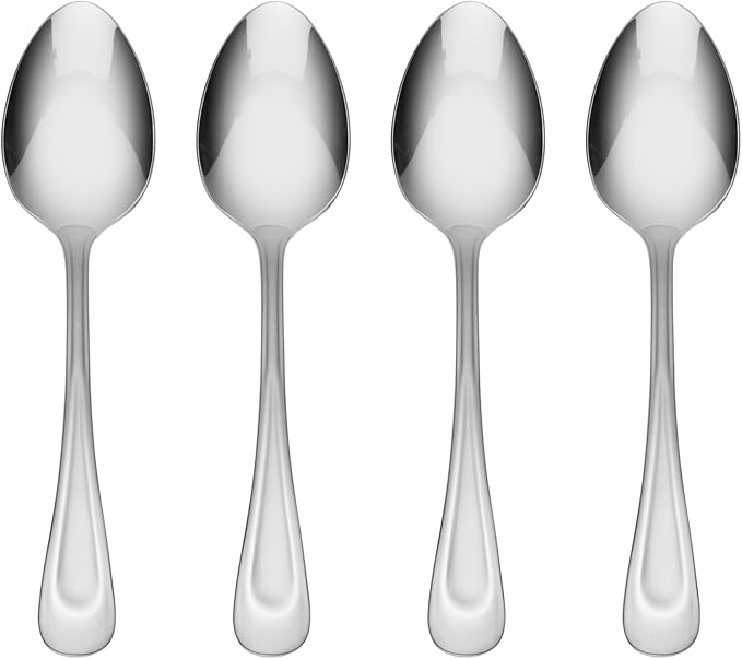 Oneida Satin Sand Dune Everyday Flatware Dinner Spoons, Set of 4, 18/0 Stainless Steel, Silverware Set, Dishwasher Safe