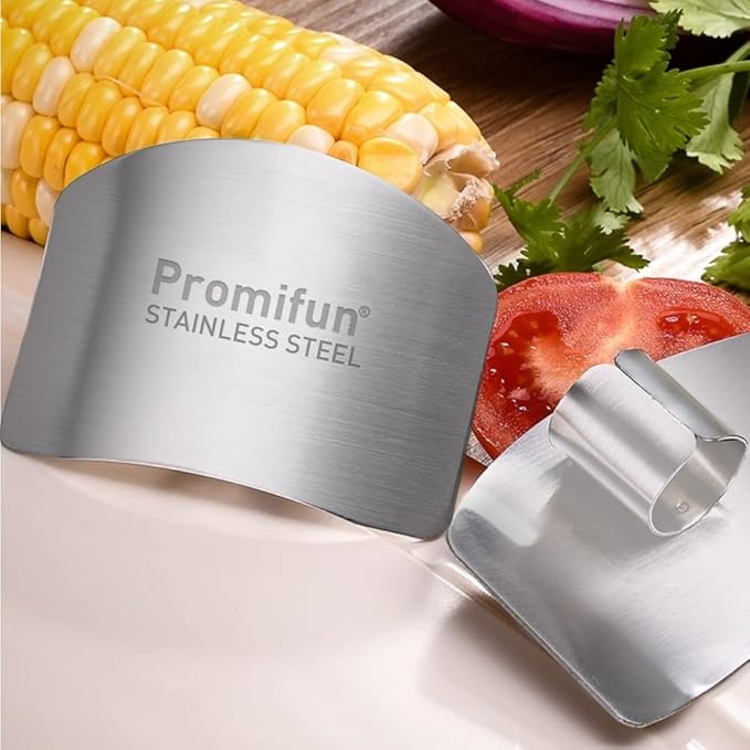Finger Guards for Cutting, 4 Pcs Stainless Steel Finger Protector for Cutting Food, Knife Guard, Chopping Protector for Dicing and Slicing in Kitchens
