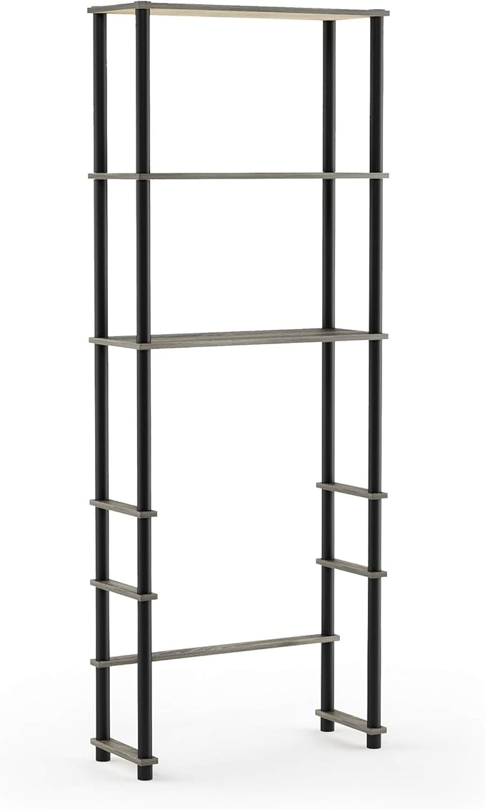 Furinno Turn-N-Tube with 3 Shelves Toilet Space Saver, French Oak Grey/Black