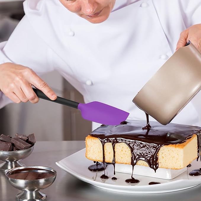 Coukre Silicone Spatula Set of 5,High Temperature Resistant, Food Grade Silicone, Dishwasher Safe, for Baking, Cooking (Purple Black)