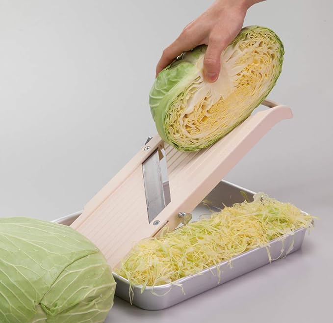 Benriner Super Standard Madoline Slicer, with with 4 Japanese Stainless Steel Blades, Almond
