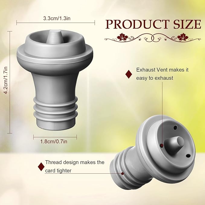 Honoson 24 Pieces Wine Stopper Resealable Pump Vacuum Silicone Saver Practical for Kitchen Supplies Bottle Tools (Grey)