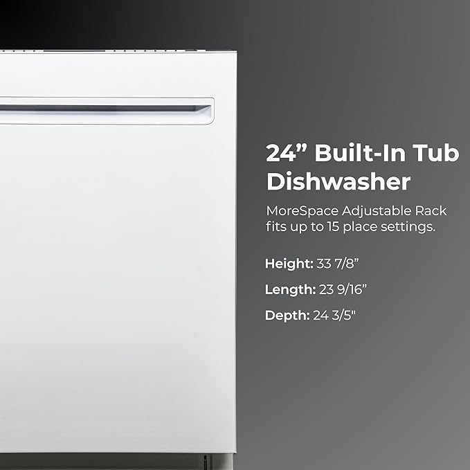 Kenmore 22-14632 24" Built-In Dishwasher - UltraWash Plus, SmartWash, Accela Wash, Sanitize Rinse, TurboDry, and Removable Third Rack - 15 Place Settings - 49 DBA - ENERGY STAR Certified - 24" - White
