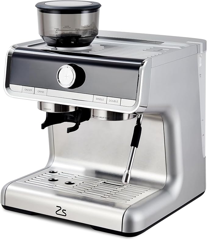 GarveeHome Espresso Machine With Grinder, 20 Bar Semi-Automatic Espresso Coffee Maker With Milk Frother Steamer Wand Cappuccino Latte Macchiato, 95 oz Water Tank, Pid Temperature Control-Silver2
