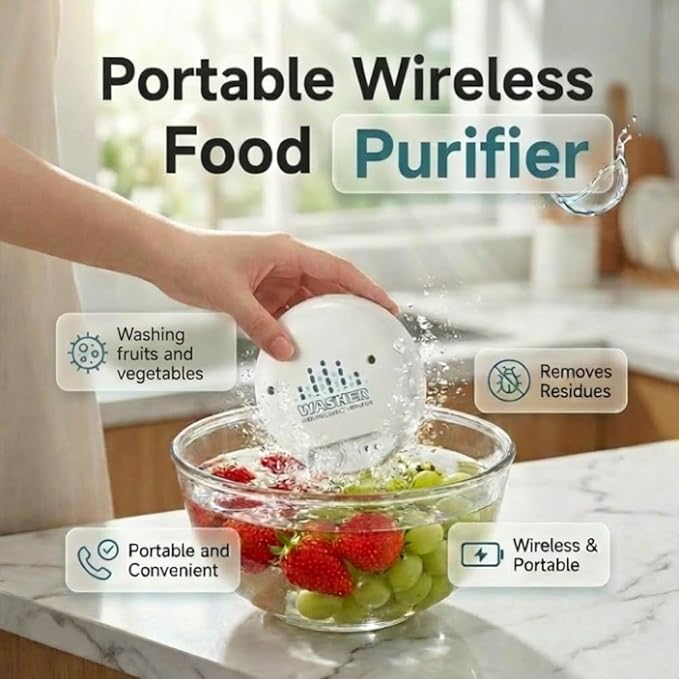 Fruit and Vegetable Washing Machine, Wireless Portable Food Cleaning Machine, Titanium Electrolysis Automatic Vegetable Cleaner for Home Kitchen (WHITE*2)