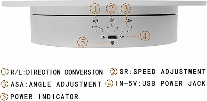 Rotating Display Stand Turntable Stand Black Spinning Stand for Product Shows with Telecontroller,7.87inch /17.6lbs Max Load,White Round