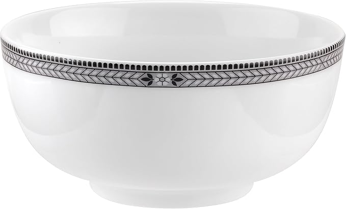 Portmeirion Home Vintage Chic 16 Piece Set - Porcelain Dinnerware with Art Deco Borders - 10.5" Dinner Plates, 7.5" Salad Plates, 5.5" Bowls, 11.5 Oz Mugs - Microwave & Dishwasher Safe Place Settings