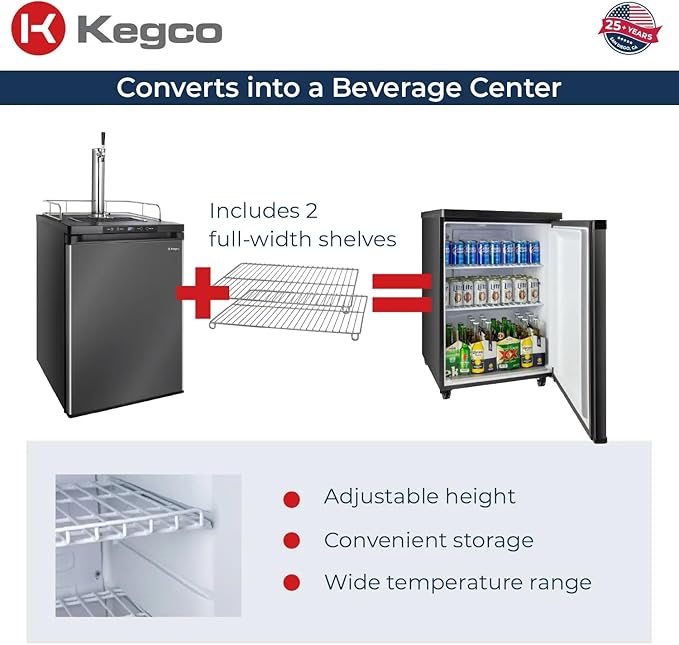Kegco HBK309X-1 Keg Dispenser, 1 faucet without keg Black Stainless Steel