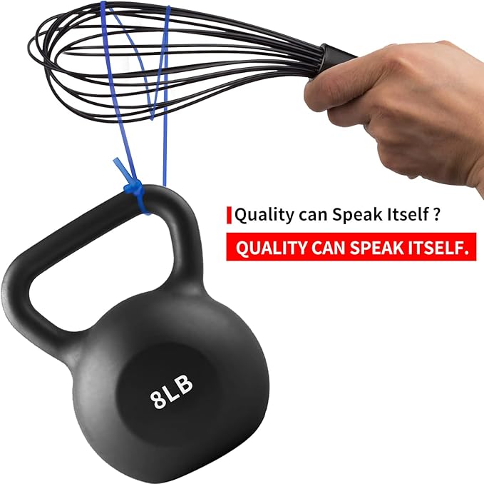 TEEVEA Silicone Whisk Set of 3 Non Scratch Non Stick Silicone Coated Stainless Steel Wire Whisks Heat Resistant 480°F Kitchen Wisk for Cooking Blending Whisking Tool Black