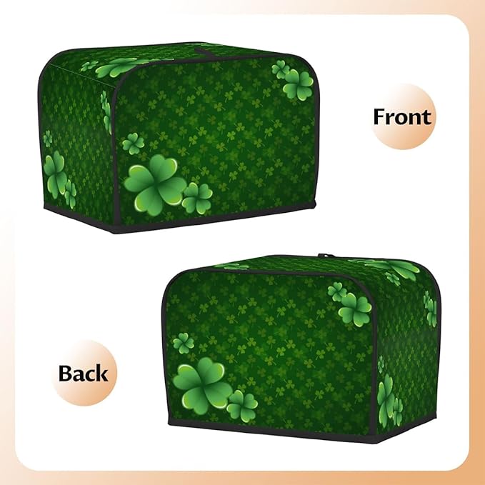 Happy St. Patrick Green Holiday Toaster Cover 2 Slice Dust and Fingerprint Protection Toaster Bread Maker Covers Washable Kitchen Appliance Covers for Kitchen Accessories Decor Bakeware Women Gift