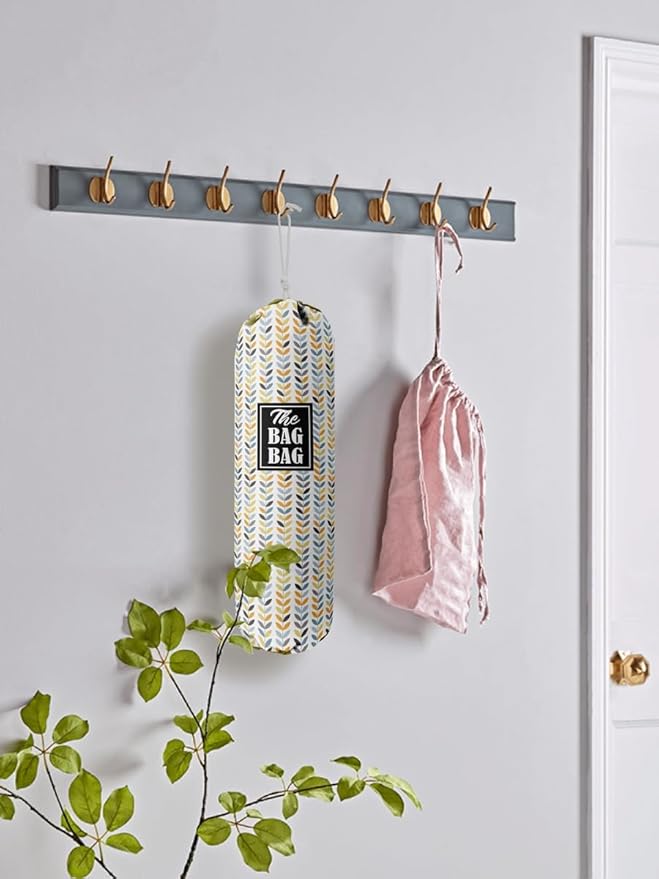 E-1 Leafage Grocery Bag Holder & Organizer - Wall Mount Plastic Bags Storage Container Dispenser - Kitchen Gifts For Women, Family & Friends