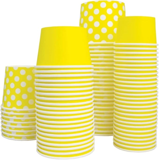 UNIQ 1000-Count 4 oz Paper Ice Cream Cups Yellow Color | Disposable Dessert Bowls in Many Colors | Frozen Dessert Supplies