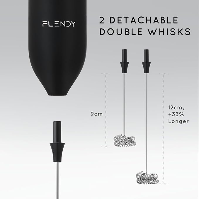 Flendy Rechargeable Milk Frother Handheld, Coffee Frother Handheld with USB-C Charging Stand, Electric Drink Mixer Handheld, Mini Electric Whisk Frother for Coffee, Matcha, etc
