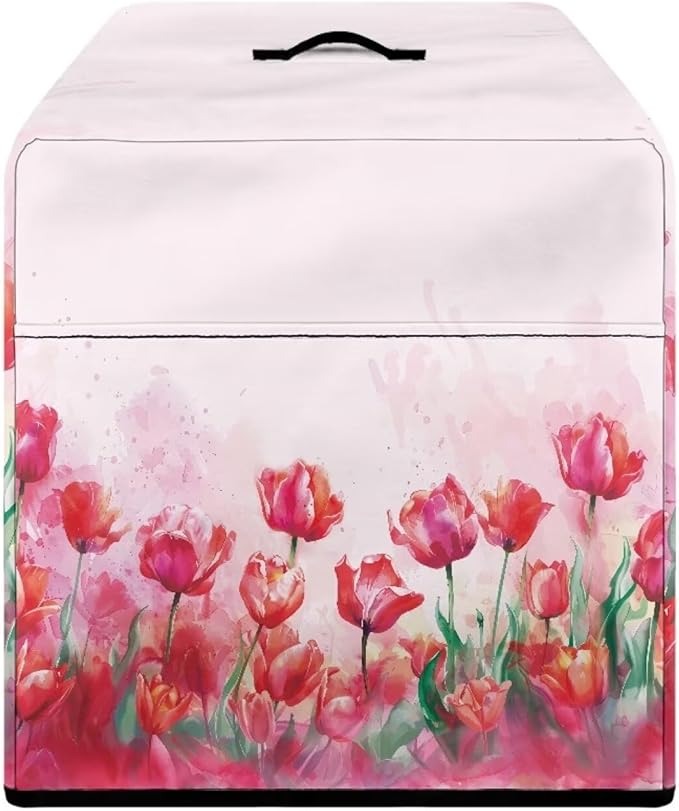 Meat Slicer Dust Cover, 16x13x13 Inch Food Slicer Cover, Compatible with Cheese Bread Meat Slicer and Most Other Model, Dust-Proof, Waterproof(Only Cover) Simple Pink Tulip Floral Print