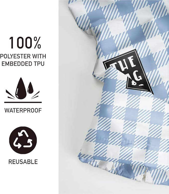 Plastic Bag Holder,Reusable And Washable Grocery Bag organizer,for Home Kitchen Travelling Camping Decor, use 1 Pack, Blue And White Checkered Pattern