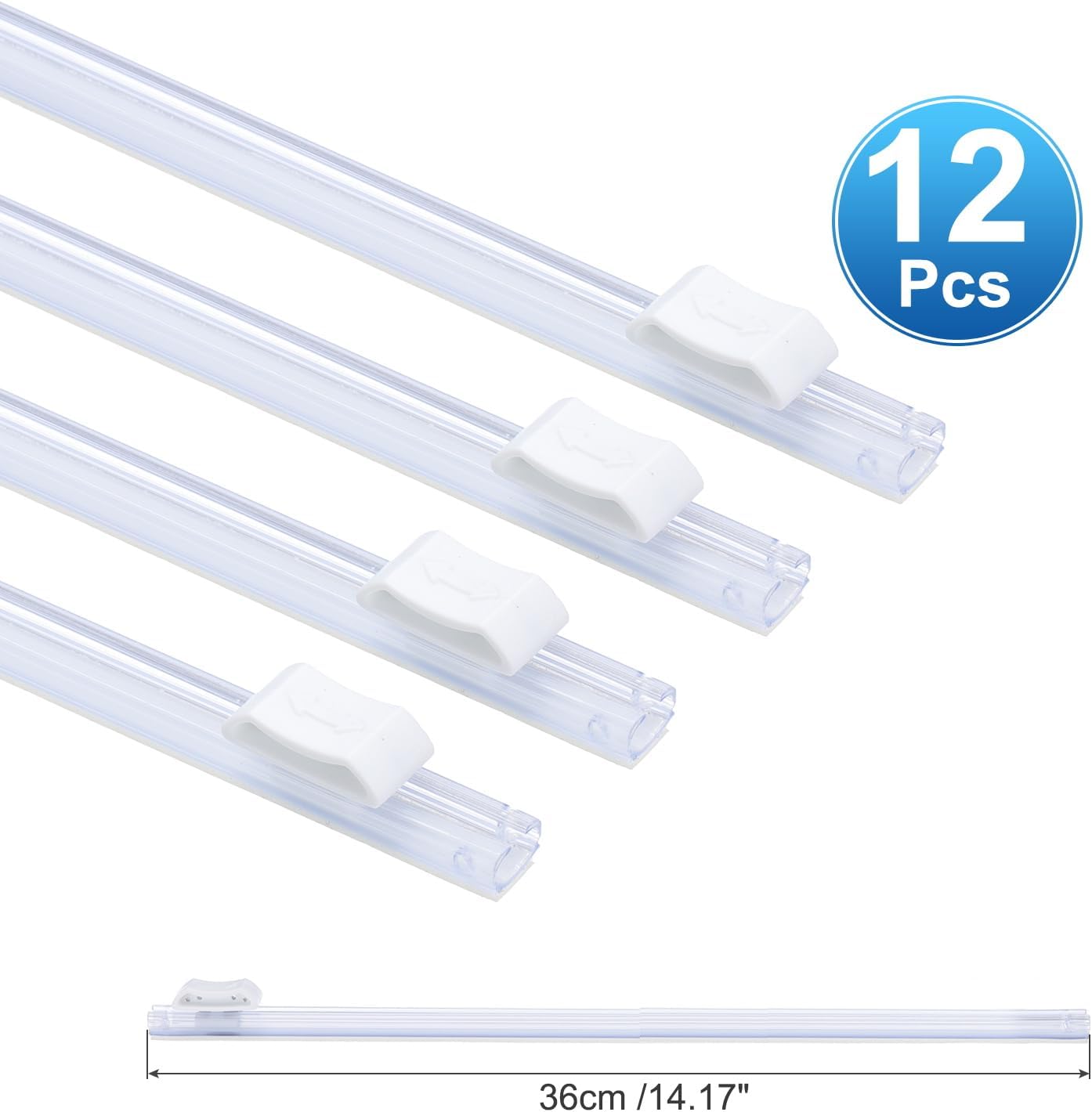 PATIKIL 12pcs Plastic Wrap Cutter, 14in Plastic Wrap Slide Cutter Self Adhesive Installation Replacement for Aluminum Foil Wax Paper Parchment Paper Wrap Dispenser, White