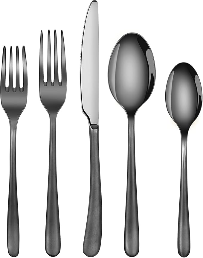 Artaste Rain II Forged 18/10 Stainless Steel (Black (Service for 4), (Flatware 20-Piece Set))