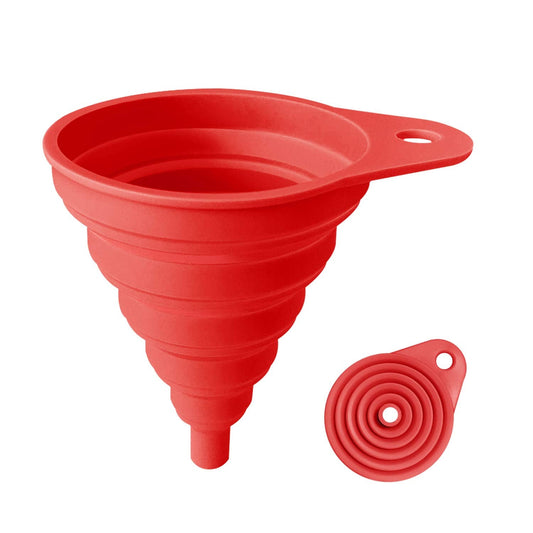 Funnels for Kitchen Use, Food Grade Silicone Collapsible Kitchen Funnel (Red)
