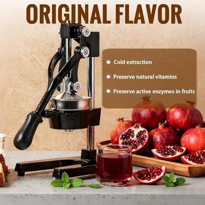 Cast Iron Juicer, Cast Iron Juicer Hand Press Heavy Duty for Squeeze Fresher Juice from Oranges, Lemons, Pomegranates, Effortless, Stable, Easy Clean for Home, Bar, Commercial Use
