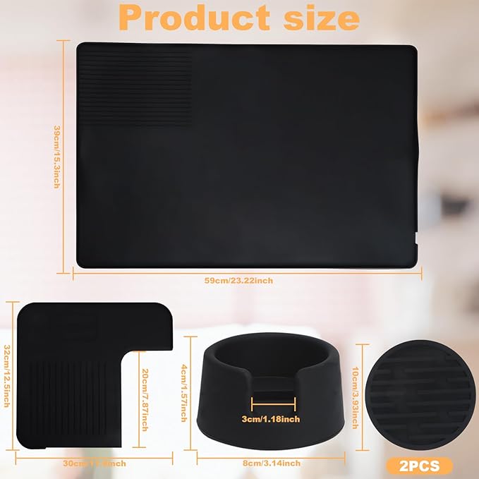 LynxLink 5Pcs Silicone Coffee Mat Set,Coffee Maker Mat,Silicone Top Mat,Coffee Tamper Base, Cup Coaster - Espresso Machine Accessories, Luxe Cafe Replacement Parts Compatible with ES601/ES701
