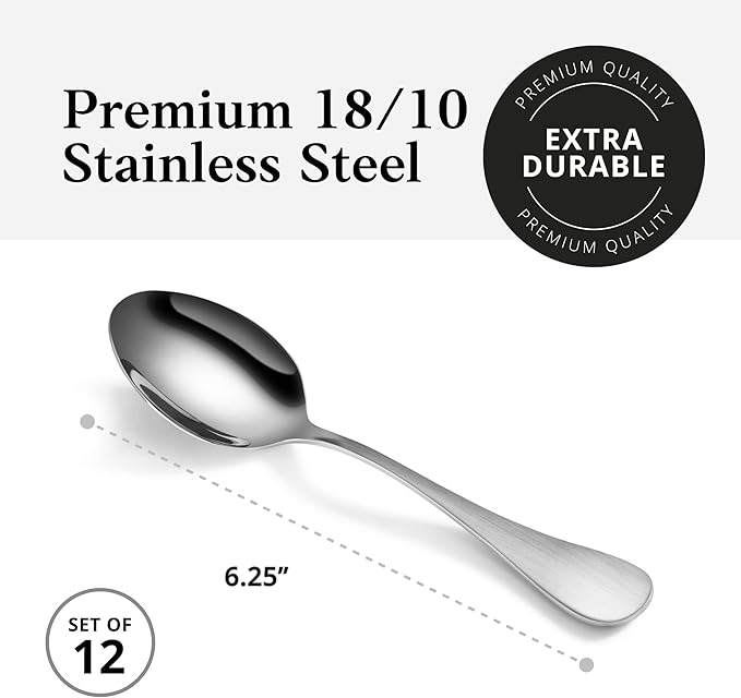 Artaste Rain 18/10 Stainless Steel (Silver (Set of 12), Teaspoon (6.25-Inch))