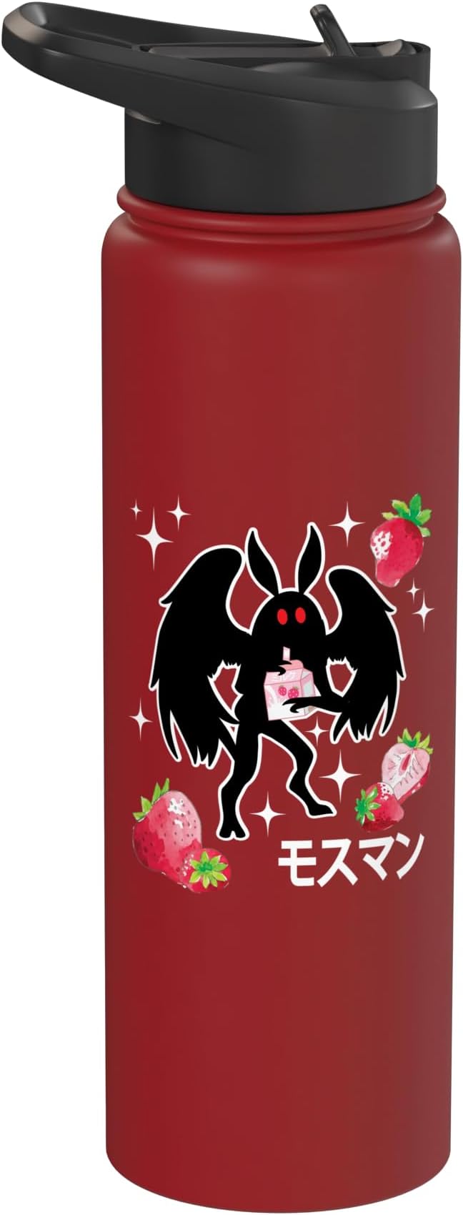 Mothman Kawaii Strawberry Milk Shake Carton Stainless Steel Insulated Water Bottle